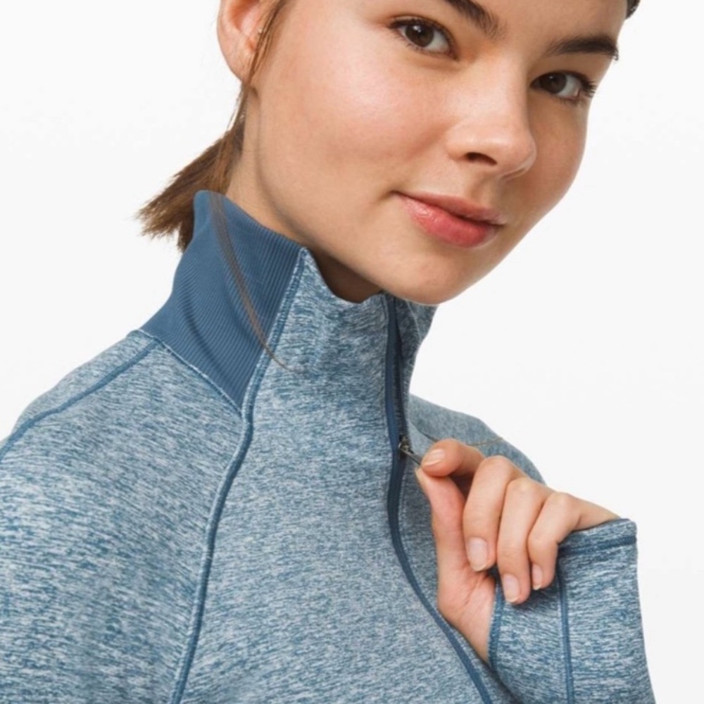 Lululemon Always Alert 1/2 Zip Heathered Petrol Blue Size 6 - Picture 4 of 11